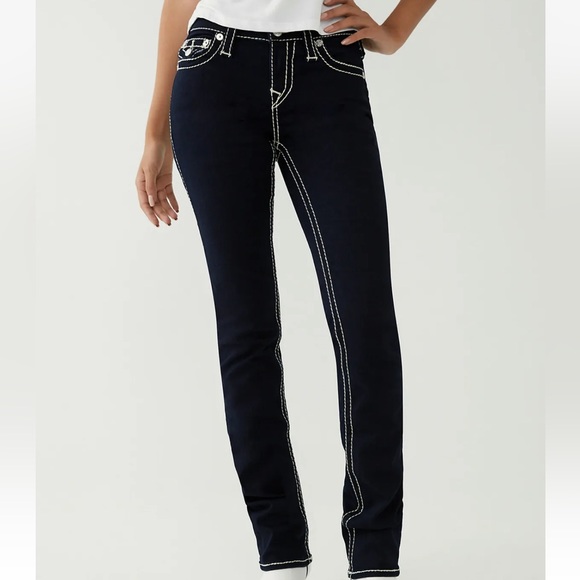 ☃️BOGO50%☃️🆕💙TRUE RELIGION: BILLIE Mid Rise Straight SIZE 32 RETAIL $169 - Picture 4 of 7